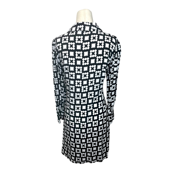 Zara Nadia RARE Blogger Favorite Button Down Shirt Dress Mod Print Black/White - Picture 6 of 8